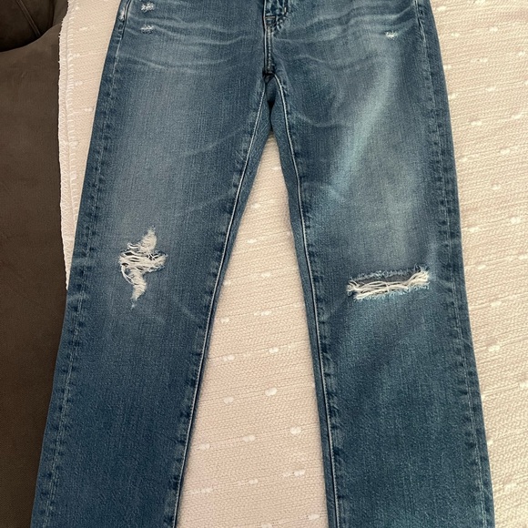 AG Adriano Goldschmied Blue Distressed Boyfriend Jeans - Picture 1 of 5